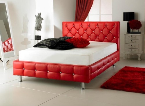 Red diamond faux - diamond, leather