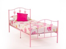 3FT SINGLE PINK METAL BED