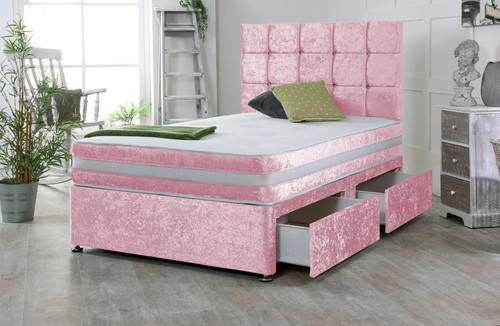 Pink velvet bed - pink, single