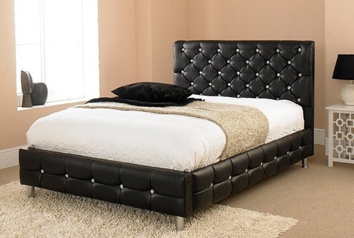 Black 4ft6 double bed - bed, frame